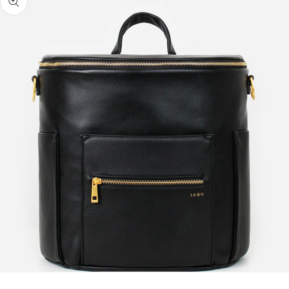 Black Leather Fawn Diaper Baby Bag plus accessories